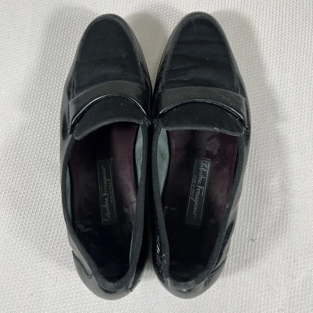 Salvatore Ferragamo Made in Italy Patent Grosgrain Vamp‎ Formal Loafer 8D